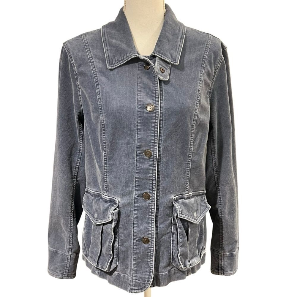 Eddie Bauer Womens Corduroy Utility Jacket Size L Academia Preppy Gilmore Girls